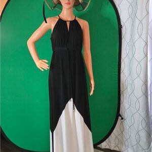 Elegant Black and White Maxi Dress